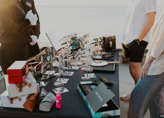 On-site sunglasses display
